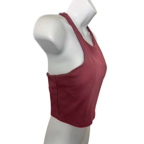 All In Motions Light Support Ribbed Flex Cropped Sports Bra Sz L Rose Red - Picture 4 of 5